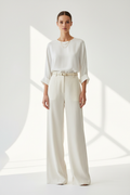 Linen Wide-Leg Trousers - Front View